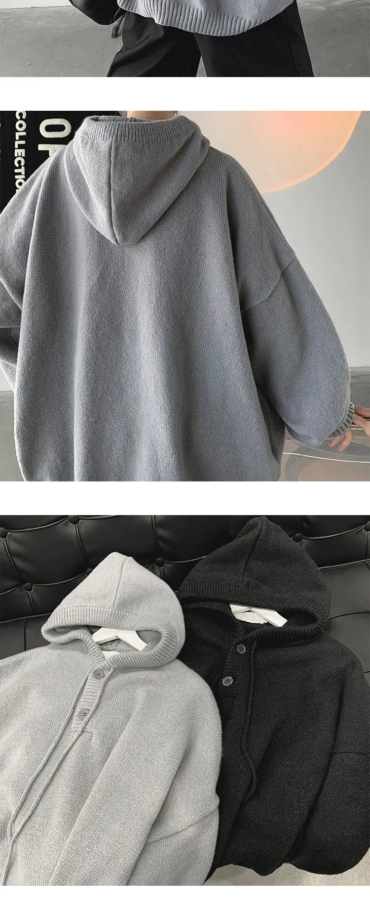 Solid Color Knitwear Pullover Hoodie ,  - Streetwear Hoodie - Slick Street