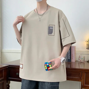 Plain Color Short Sleeved T-Shirt Khaki, XS - Streetwear T-Shirts - Slick Street