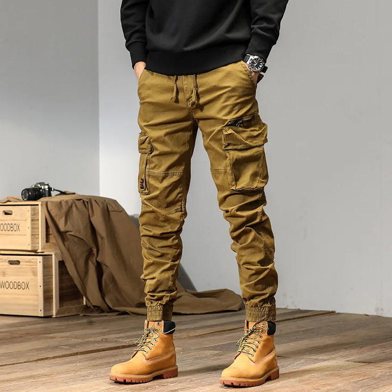 Tactical Elastic Waist And Ankle Pants Khaki, XXS - Streetwear Pants - Slick Street