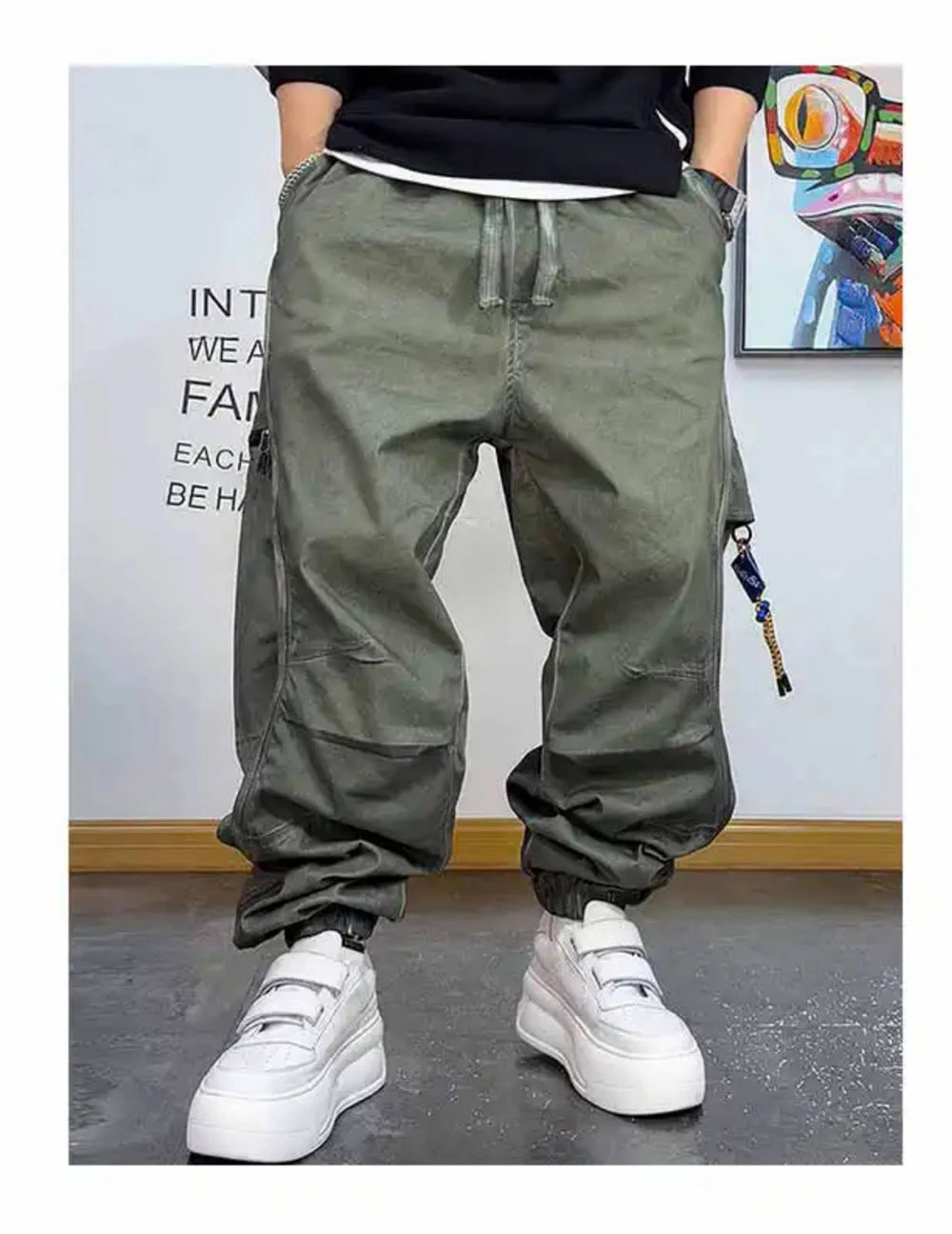 Plain Color Elastic Ankle Length Pants , - Streetwear Pants - Slick Street
