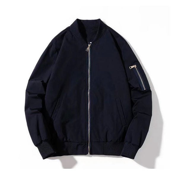 Plain Color With Kangaroo Pocket Jacket Navy, XS - Streetwear Jacket - Slick Street