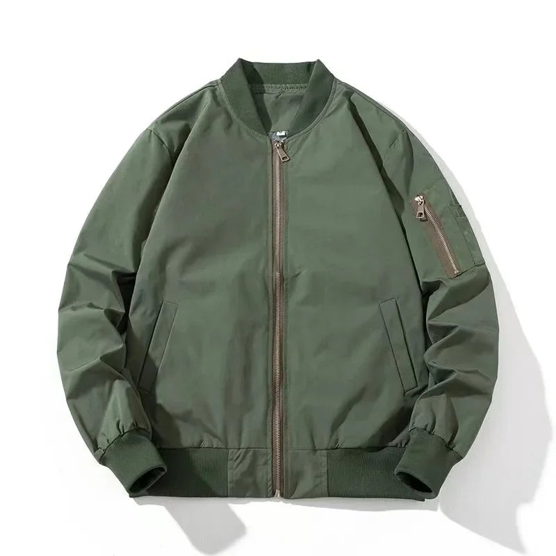 Plain Color With Kangaroo Pocket Jacket Army Green, XS - Streetwear Jacket - Slick Street