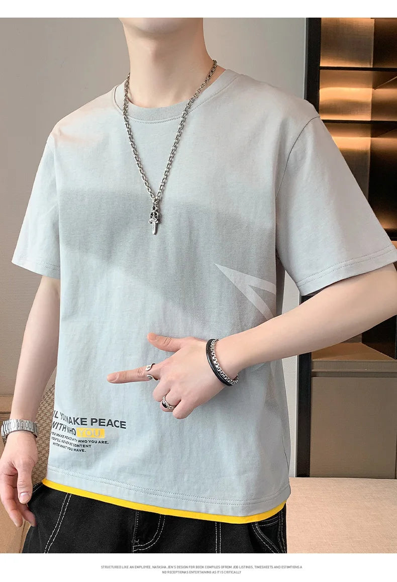 Falling Star Short Sleeves Loose T-Shirt , - Streetwear T-Shirts - Slick Street