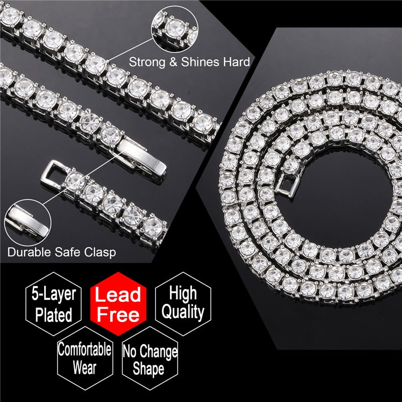 Crystal Rhinestone Tennis Necklace ,  - Streetwear Necklace - Slick Street