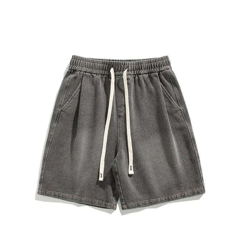 Rock Color Gothic Washed Drawstring Shorts ,  - Streetwear Shorts - Slick Street