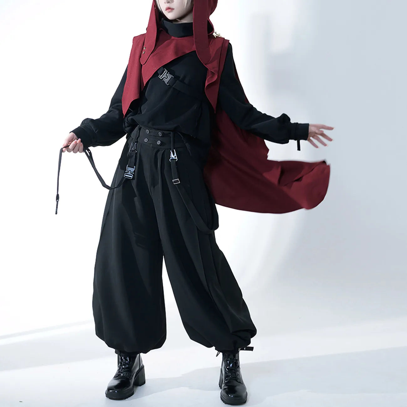 Black Tapered Loose-Fit Wide Leg Pants ,  - Streetwear Pants - Slick Street