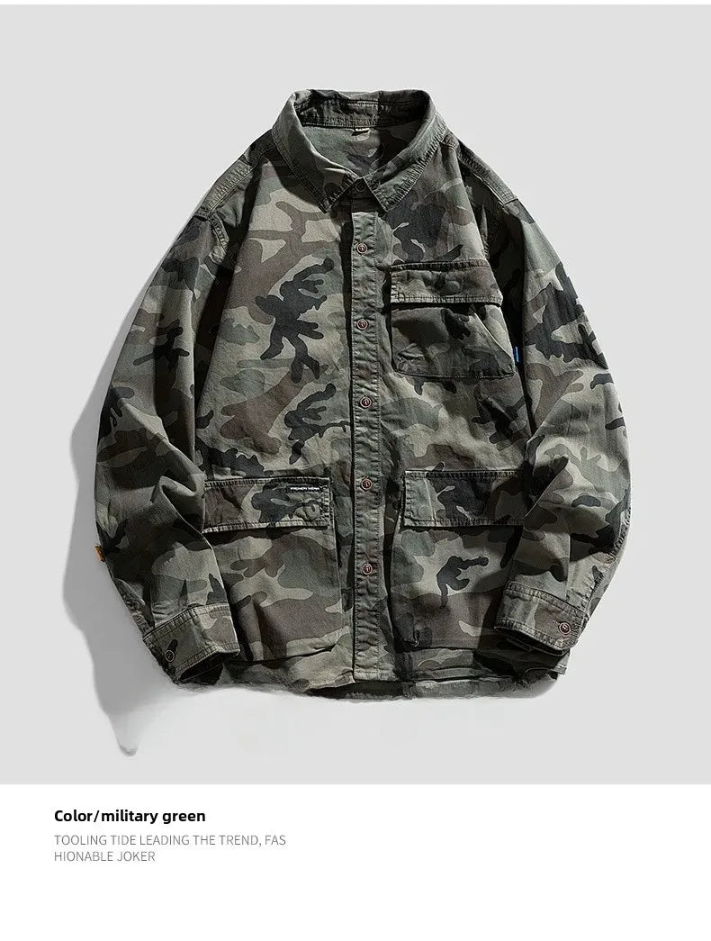 Camouflage Cotton Overshirt , - Streetwear Jackets - Slick Street
