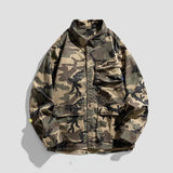 Camouflage Cotton Overshirt Khaki, XS - Streetwear Jackets - Slick Street