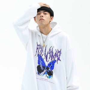 Blue Morpho Butterfly Pullover Hoodie ,  - Streetwear Hoodie - Slick Street