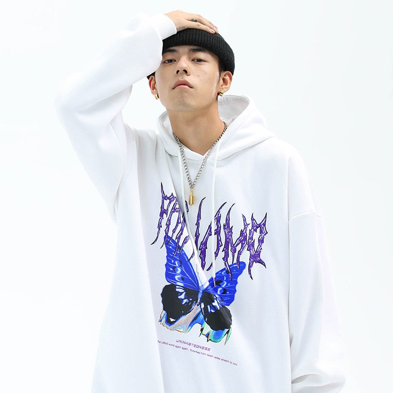 Blue Morpho Butterfly Pullover Hoodie ,  - Streetwear Hoodie - Slick Street