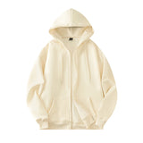 Drawstring Loose Fit Hoodie Beige, XS - Streetwear Hoodie - Slick Street