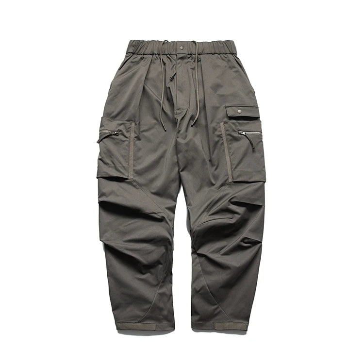 Multi-Pocket Elastic Waist Cargo Pants Gray, XS - Streetwear Pants - Slick Street