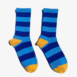 Funky Dunky Hipster Striped Socks Blue, One Size - Streetwear Socks - Slick Street