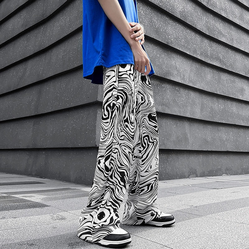 Abstract Waving Vector Art Pants ,  - Streetwear Pants - Slick Street
