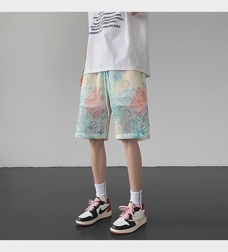 X-Color Tie-dye Mesh Shorts ,  - Streetwear Shorts - Slick Street