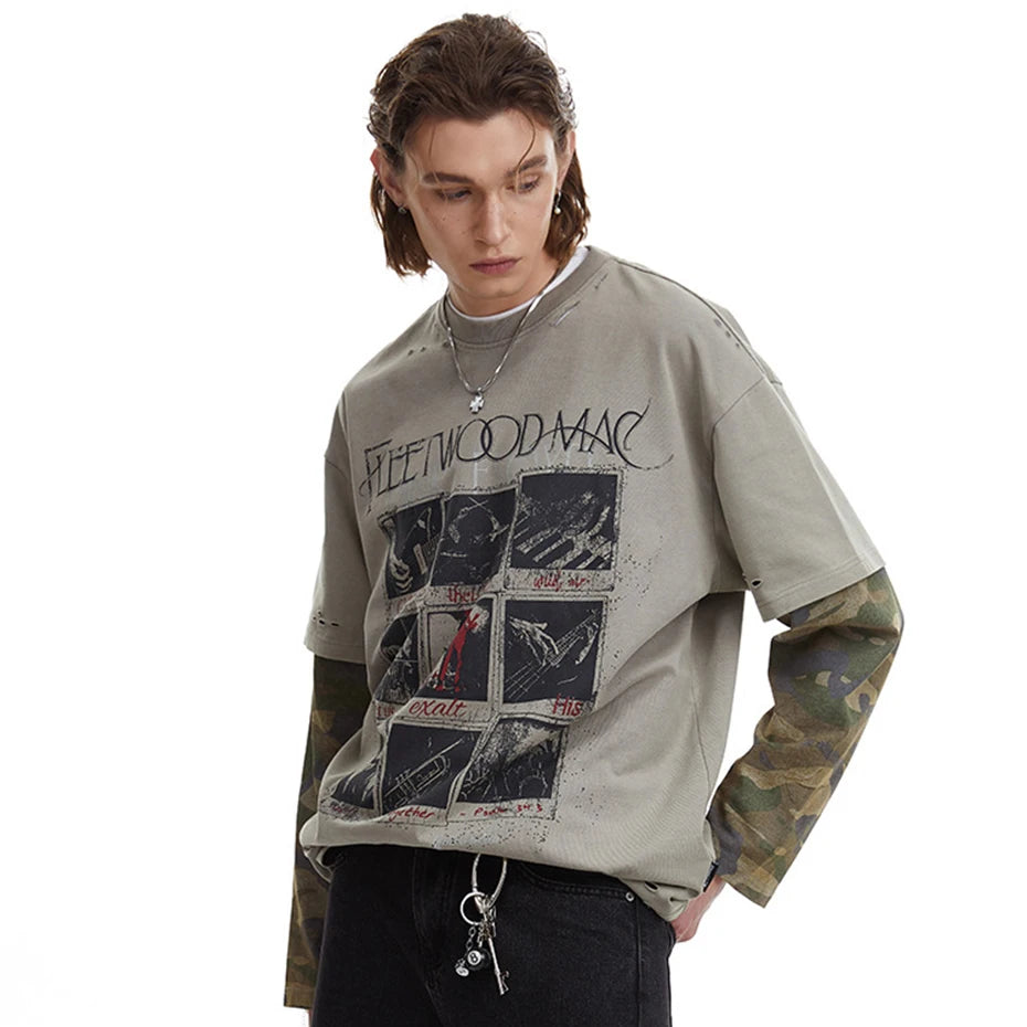 Fleetwood Mac Camo Long Sleeve T-Shirt , - Streetwear T-Shirt - Slick Street