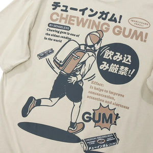 Chewing Gum Candy Cartoon Crew Neck T-Shirt , - Streetwear T-Shirts - Slick Street
