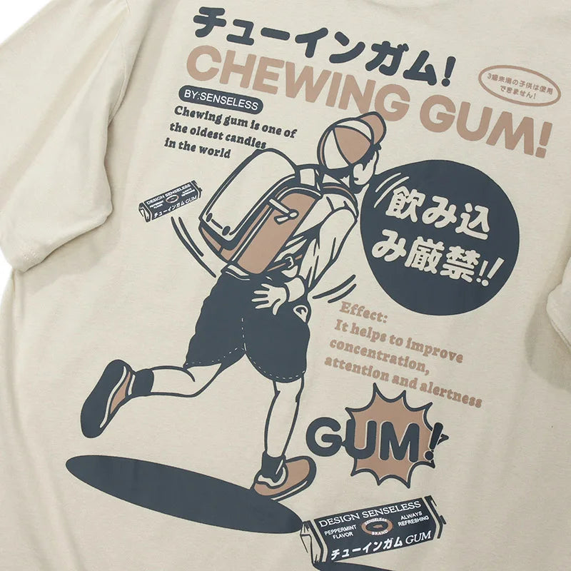 Chewing Gum Candy Cartoon Crew Neck T-Shirt , - Streetwear T-Shirts - Slick Street