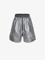 Z1 Long Drawstring Cargo Shorts Silver, S - Streetwear Shorts - Slick Street