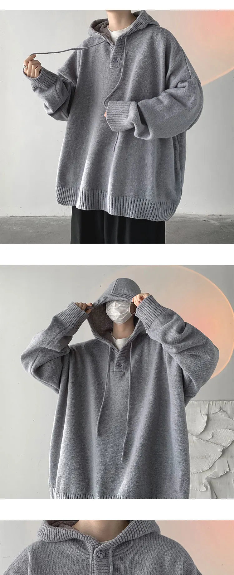 Solid Color Knitwear Pullover Hoodie ,  - Streetwear Hoodie - Slick Street