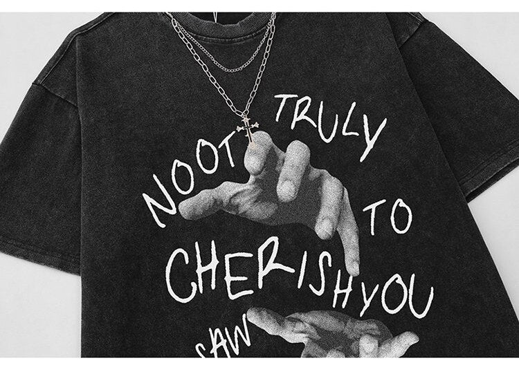 Hand Sketch Ripped Streetwear T-Shirt , - Streetwear T-Shirts - Slick Street