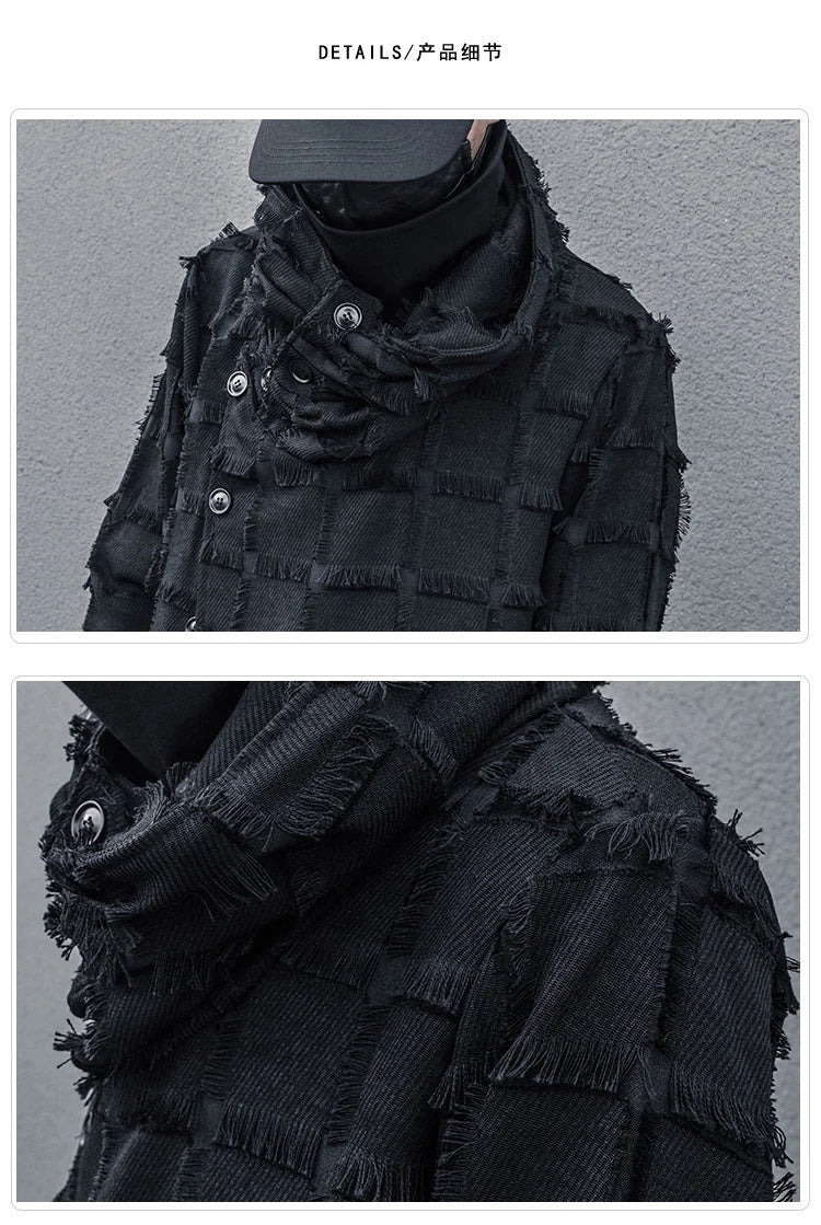 Mist Black Turtleneck Gothic Coat , - Streetwear Coat - Slick Street