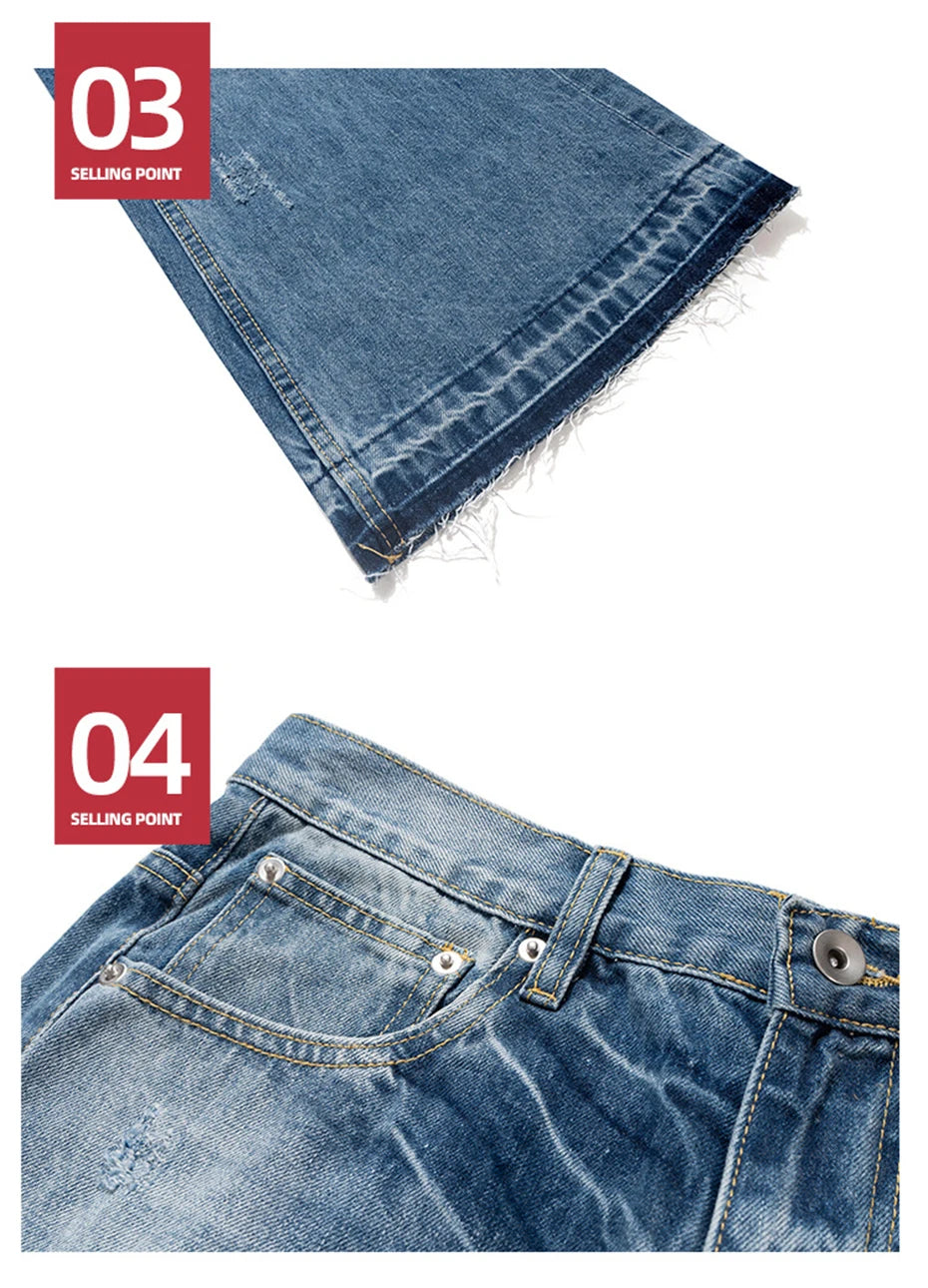 Distressed KP26 Baggy Flared Jeans , - Streetwear Jeans - Slick Street