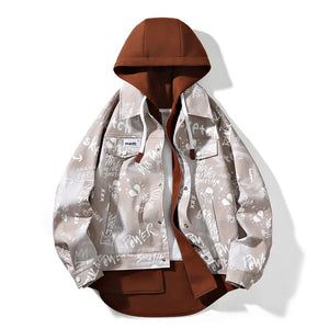 Graffiti Black Graphic Design Hoodie Brown, XS - Streetwear Hoodie - Slick Street