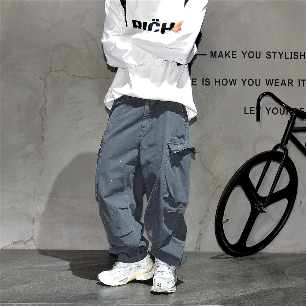 Paint Splash Multi Pockets Pants , - Streetwear Pants - Slick Street