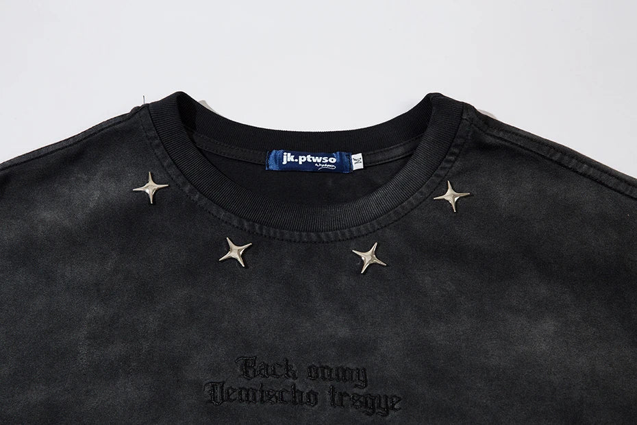 Tie-Die Metal Star Ripped T-Shirt , - Streetwear T-Shirt - Slick Street