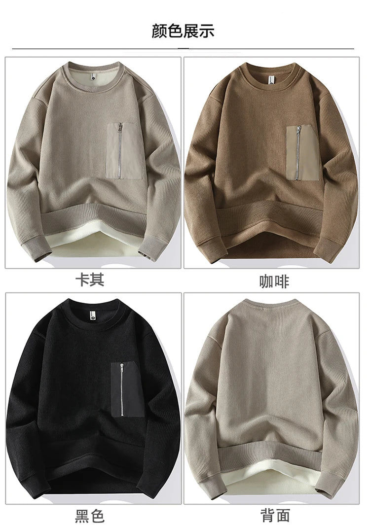 Zipper Pocket Design Pullover Sweater , - Streetwear Sweater - Slick Street