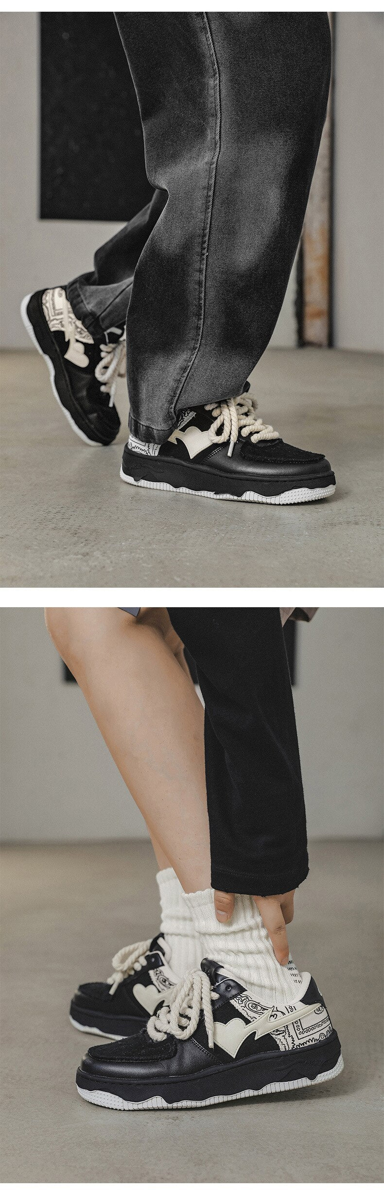 Black VS Heart Sneakers ,  - Streetwear Shoes - Slick Street