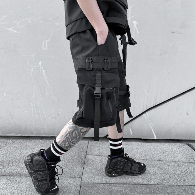 Techwear Streetwear Ribbons Baggy Shorts ,  - Streetwear Shorts - Slick Street