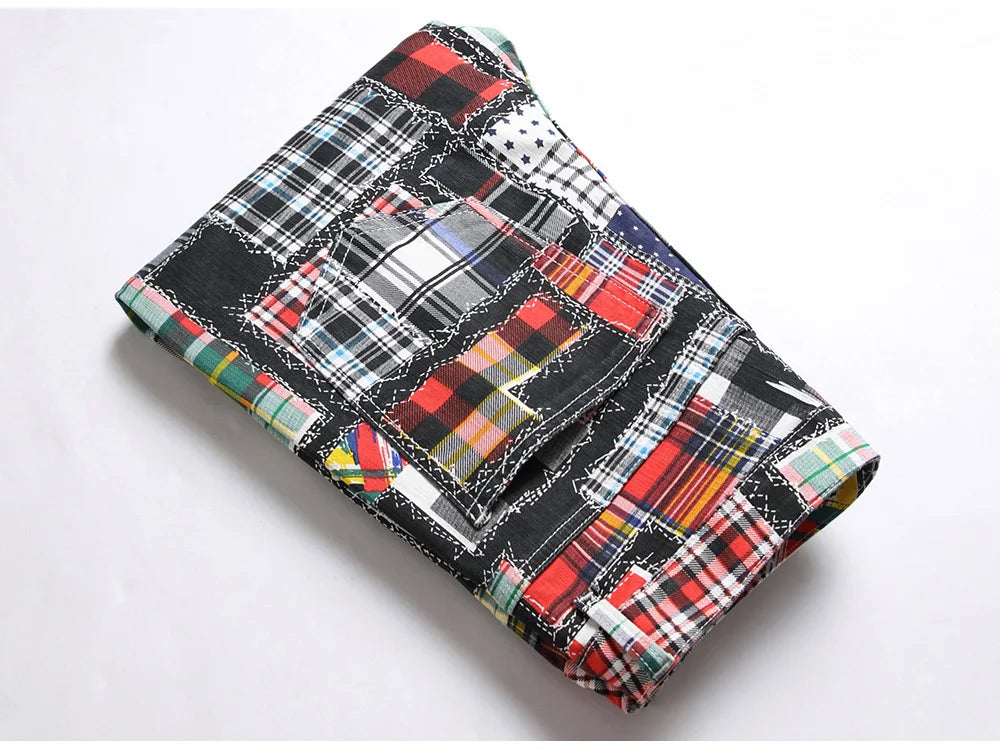 Plaid Digital Multi Patches Pants , - Streetwear Pants - Slick Street