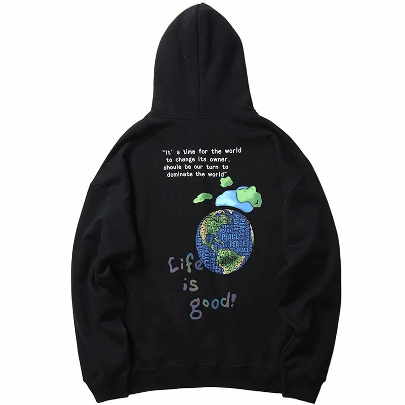 Life Is Good Global Peace Pullover Hoodie ,  - Streetwear Hoodie - Slick Street