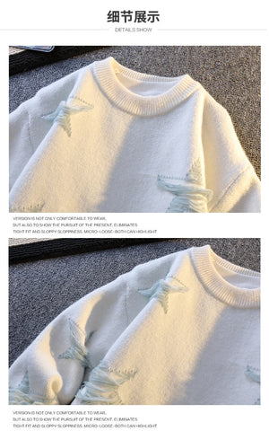 Pentagram Star Shaped Knitted Sweater , - Streetwear Sweater - Slick Street