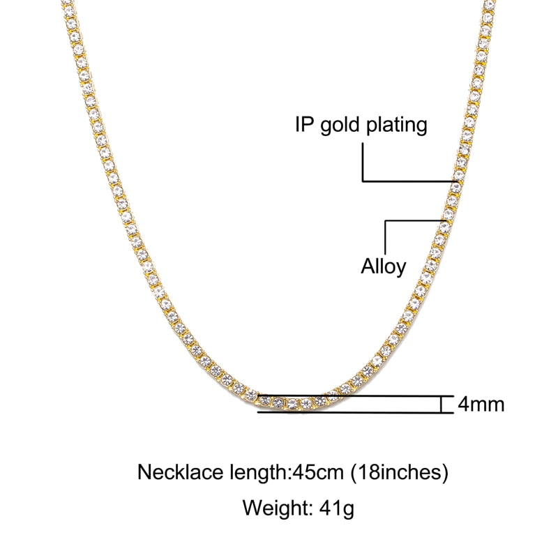 Crystal Rhinestone Tennis Necklace ,  - Streetwear Necklace - Slick Street