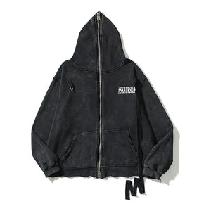 Dusty Black Color Classical Zipper Hoodie ,  - Streetwear Hoodie - Slick Street
