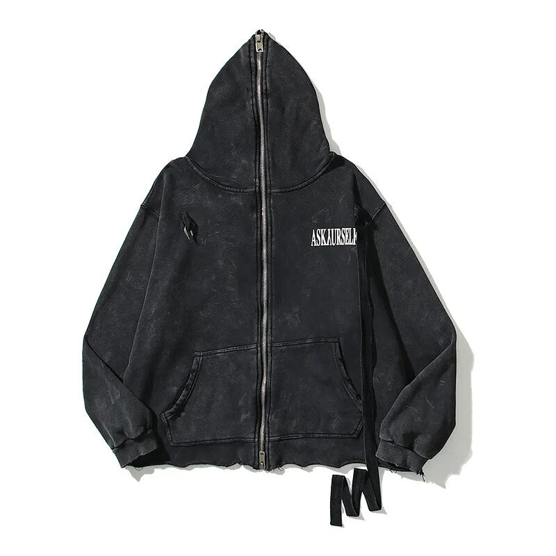 Dusty Black Color Classical Zipper Hoodie ,  - Streetwear Hoodie - Slick Street