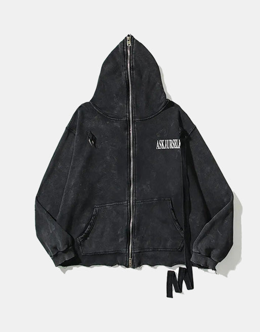 Dusty Black Color Classical Zipper Hoodie ,  - Streetwear Hoodie - Slick Street