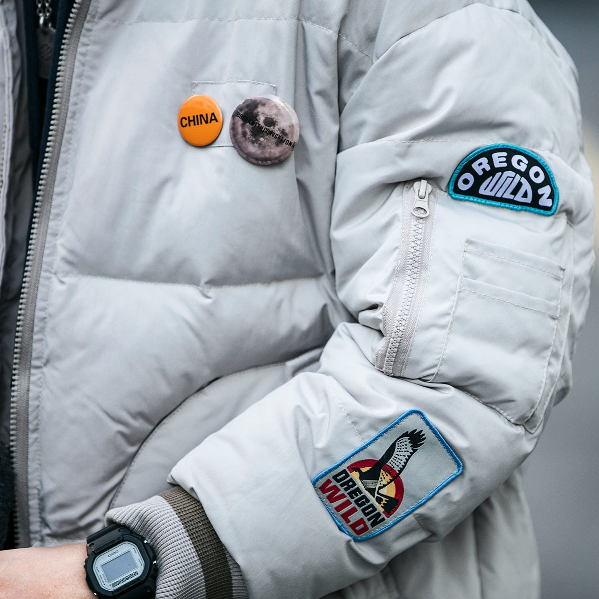 OREGON WILD Rock Patches Bomber Jacket ,  - Streetwear Jacket - Slick Street