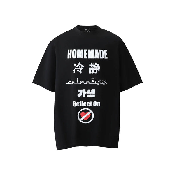 HOMEMADE Y2K O-Neck Collar T-Shirt Black, XS - Streetwear T-Shirt - Slick Street