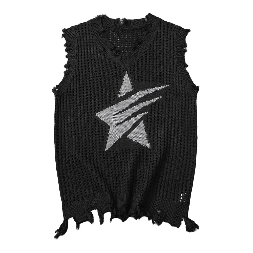 Solid Star Knitted Ripped Vest – Slick Street