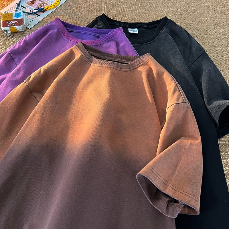 Gradient Washed Color Short Sleeves T-Shirt ,  - Streetwear T-Shirt - Slick Street
