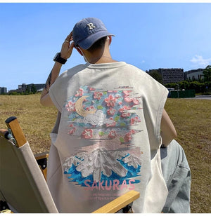 SAKURAS Colorful Scenery Painting T-Shirt , - Streetwear T-Shirts - Slick Street
