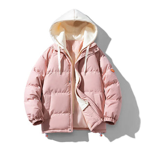 Two Tone Elegant Padded Jacket Pink, M - Streetwear Jacket - Slick Street