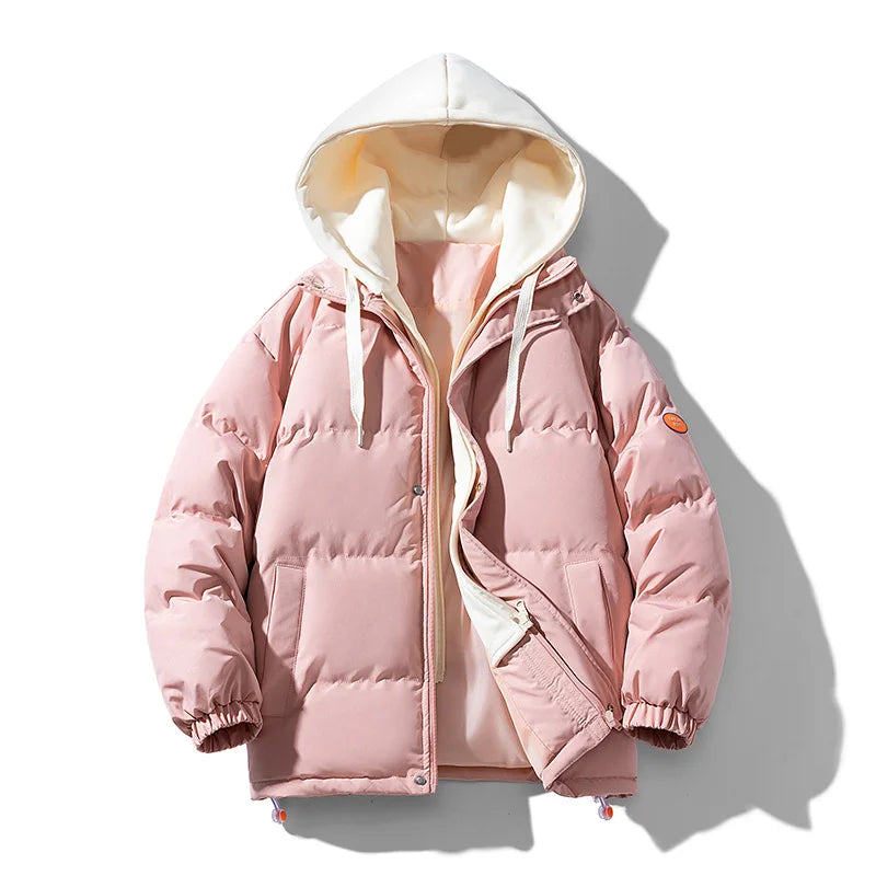 Two Tone Elegant Padded Jacket Pink, M - Streetwear Jacket - Slick Street