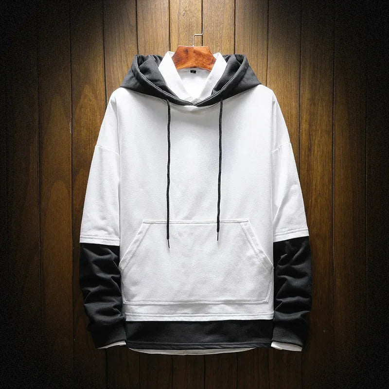 Color Block Pullover Hoodie White, XS - Streetwear Hoodie - Slick Street