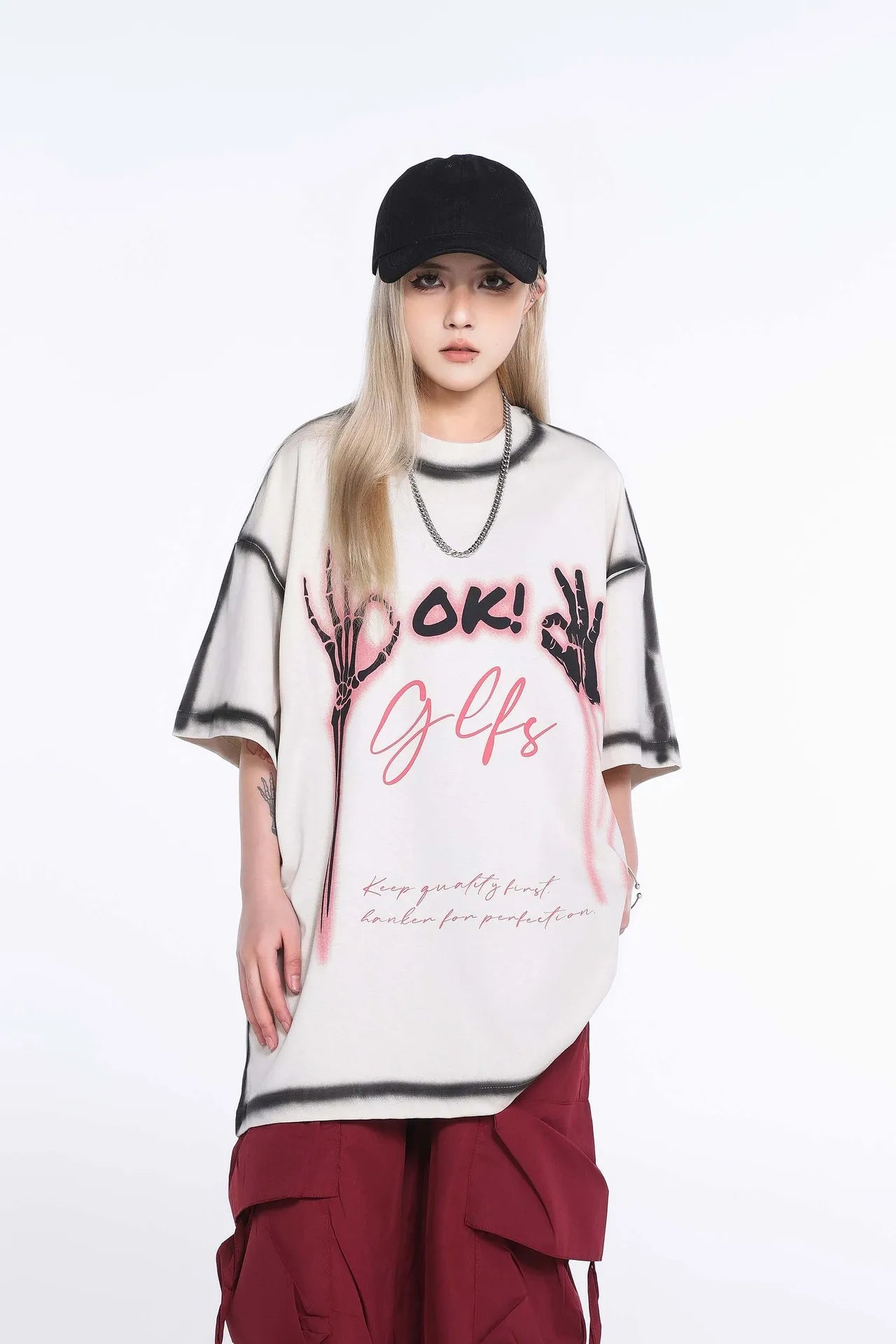Black Lining Skeleton Hands Graphic T-Shirt ,  - Streetwear T-Shirt - Slick Street