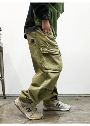 Tactical Straight Leg Elastic Waist Pants , - Streetwear Pants - Slick Street